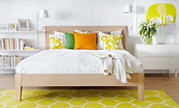 黄色点缀卧室装修效果图