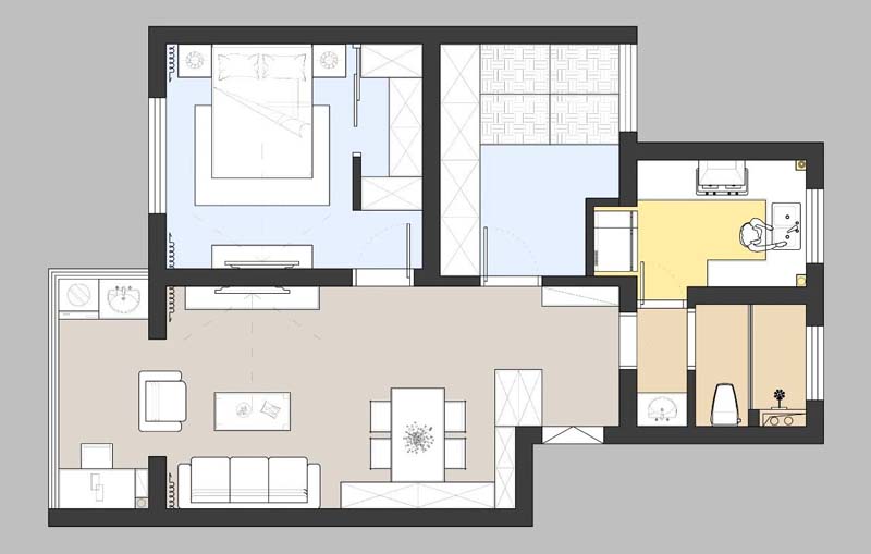 72㎡两居室平面设计图