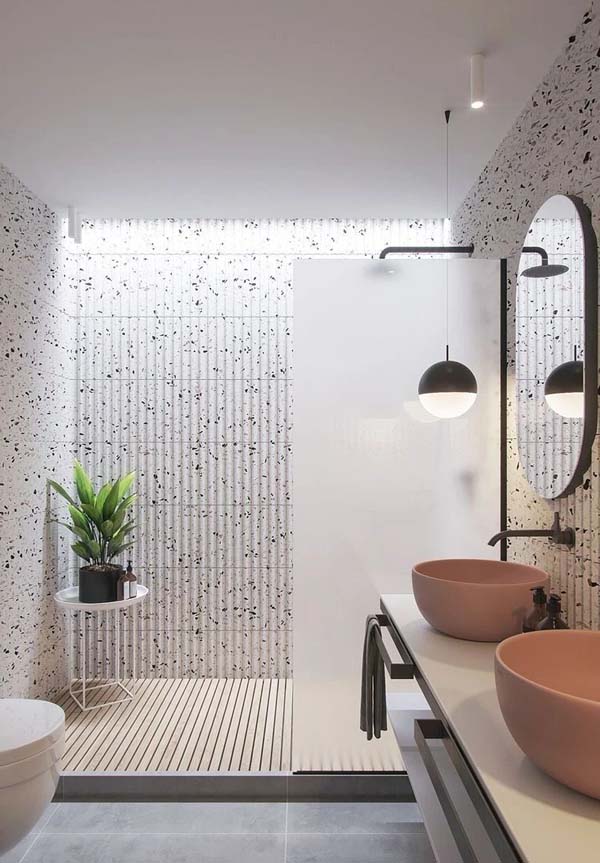 卫浴水磨石墙面装修效果图