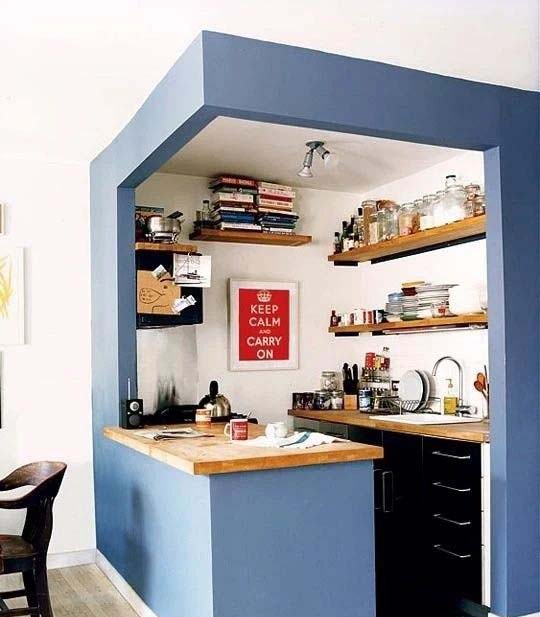 蓝色界限厨房分格效果图